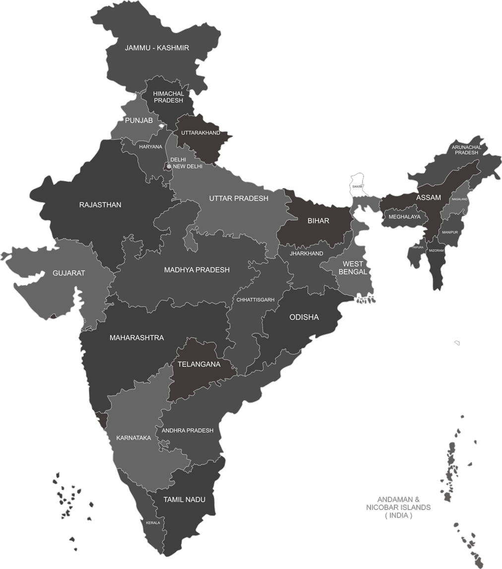 India map showing church locations across states
